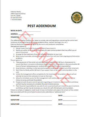 Screenshot of an example pest agreement pdf