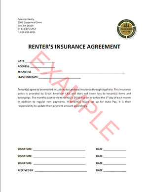 Screenshot of an example renters insurance pdf